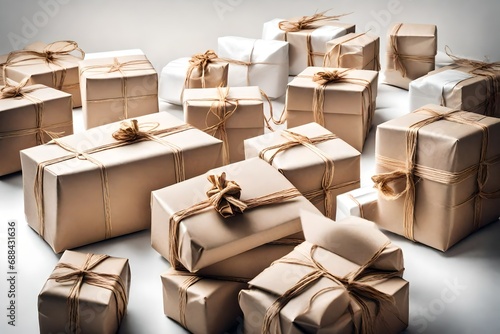 box geschenk karton paket papier braun weihnachten photo