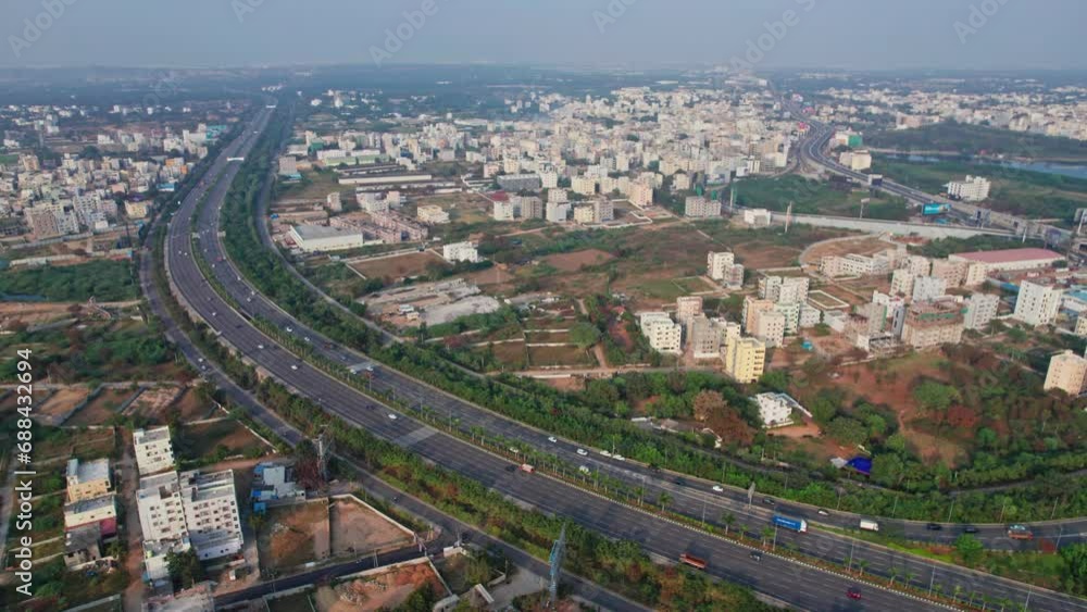 hyderabad nehru outer ring road aerial view daytime 4k drone shot daytime hyderabad nehru outer ring road aerial view daytime 4k drone shot daytime