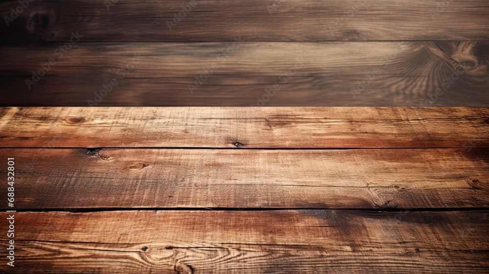 Naklejka premium Empty old wooden table background