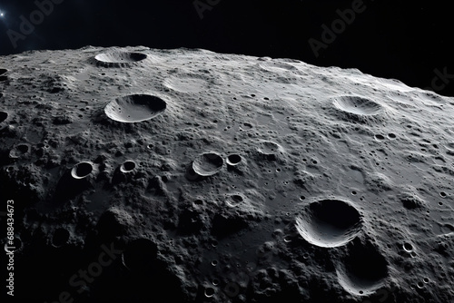  Moon's Surface Revealing Craters, Rocks, Dust, and Shadows. photo