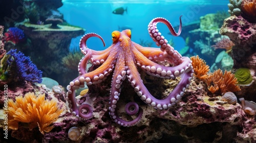 Colorful Octopus in a Vibrant Undersea Reef Habitat