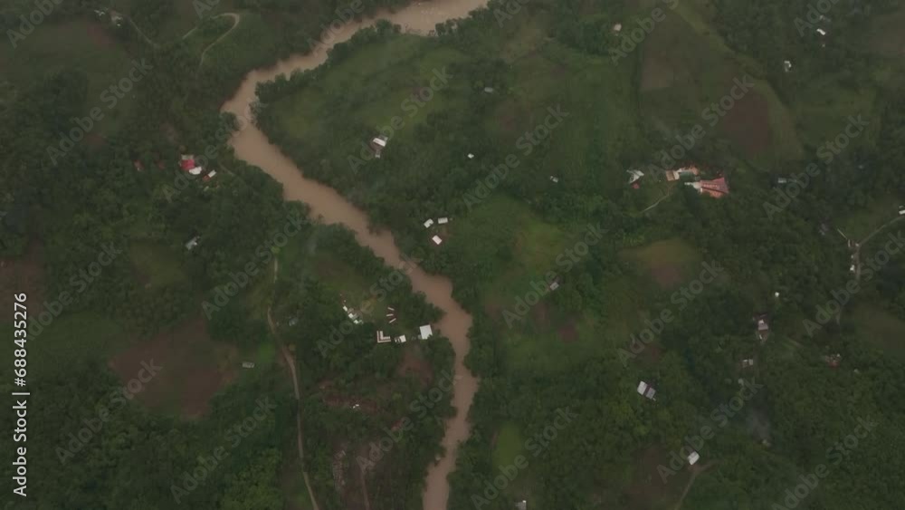 The cahabon river near semuc champey during a cloudy day, aerial The cahabon river near semuc champey during a cloudy day, aerial