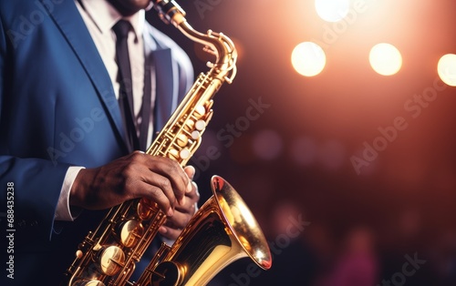 Saxophonist in action during a live performance or a practice session