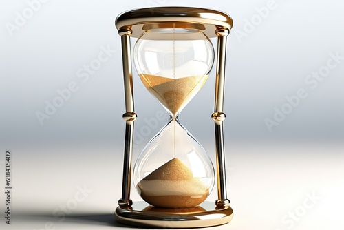 rendering 3d sandglass background white Hourglass threedimensional age antique classic clock concept countdown deadline design element empty equipment flow flowing
