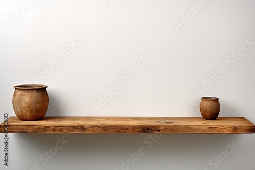 shelf plank Wood wooden wall white concrete texture background blank empty space light paint bookshelf display room presentation show exhibition mock furniture place design standing photo