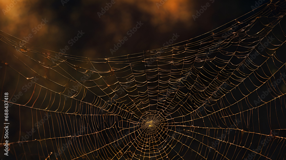 spider web with dew drops,Raster illustration of gloomy dark sky with a huge cobweb trap wild jungle tropical animals spiders tarantulas horor screamer fear phobia eeriness concept 3d artwork
