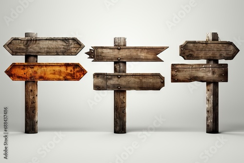 sides both left right including set sign road wooden Old signs arrow wood signpost mediaeval isolated board information guidepost oldfashioned grunge object nobody photo