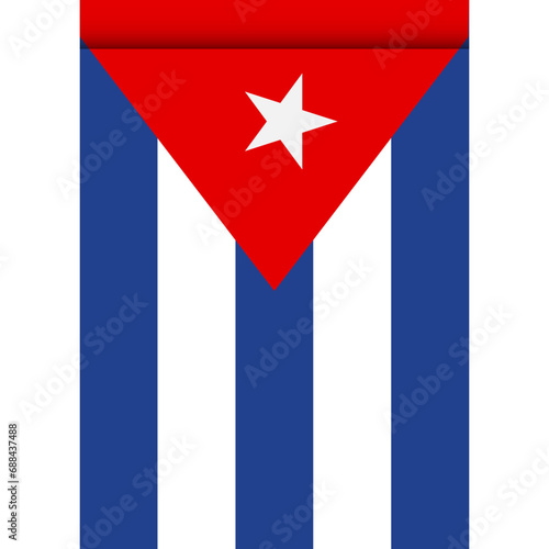 Cuba flag or pennant isolated on white background. Pennant flag icon.