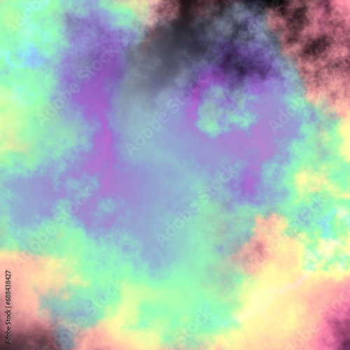 Fractal render, abstract fantasy background of colorful sky with colorful clouds