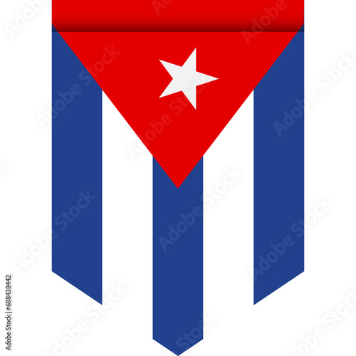 Cuba flag or pennant isolated on white background. Pennant flag icon.