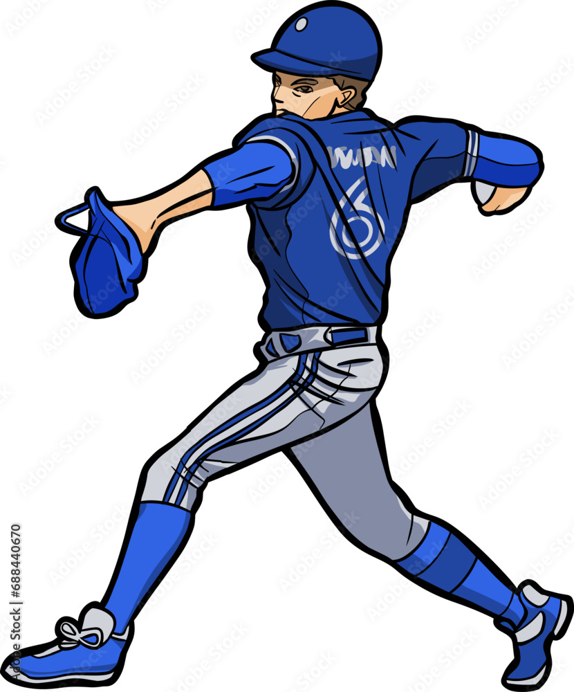 Naklejka premium baseball player playing throwing ball action 