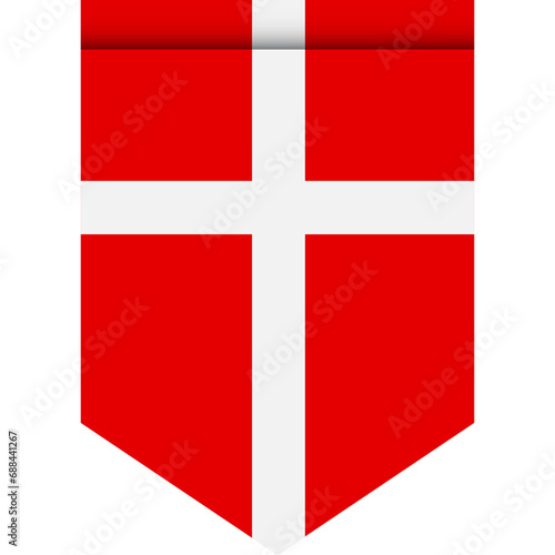 Denmark flag or pennant isolated on white background. Pennant flag icon.
