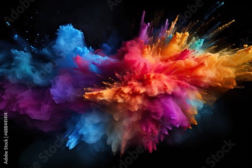 texture glitter multicolored powder color throwing exploding motion freeze background splatted abstract black explosion dust colored space galaxy nebula photo