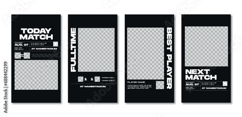 Sport story post template , Football Match day , Full time , Next match Best player