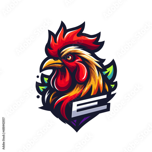 rooster side haed esport logo design