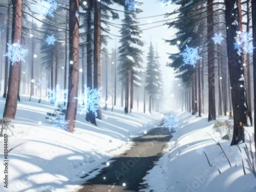 snowfall in the winter road in the forest. winter forest in the snow. Road in snow. Winter wallpaper. Season of snow. Travel in the snow forest