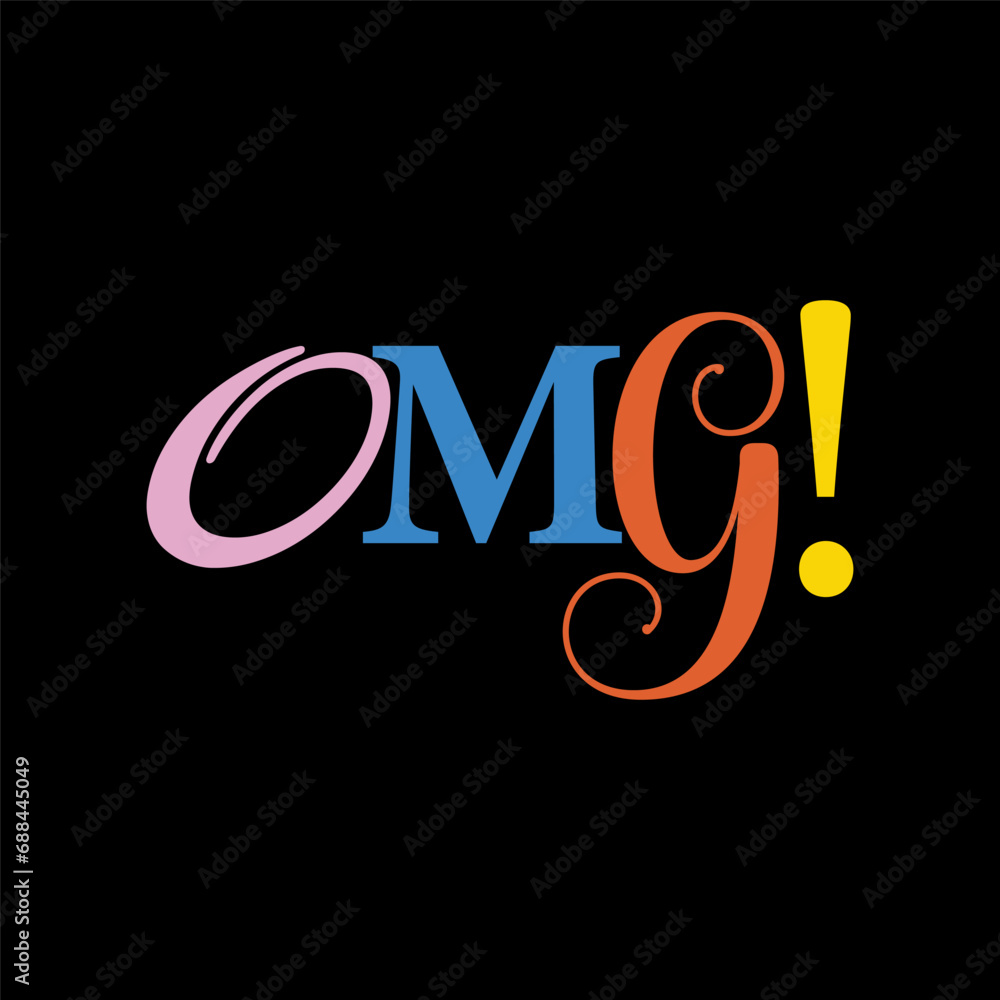 Text OMG Isolated on a black background Text OMG Isolated on a black background