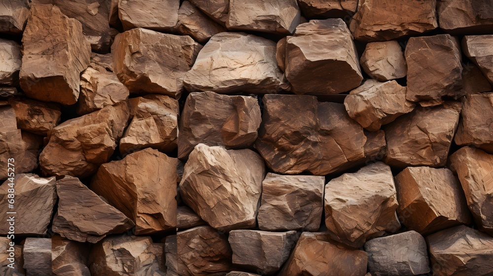 Brown and Gray Brick Stone Wall Background. Generative AI Brown and Gray Brick Stone Wall Background. Generative AI