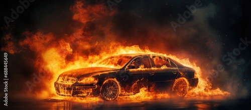 Car on fire. photo