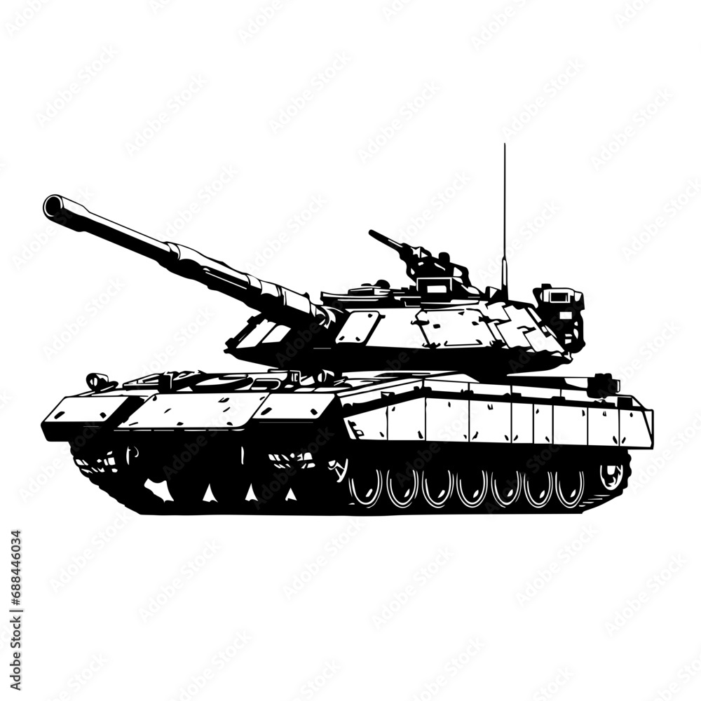 battle tank Logo Monochrome Design Style