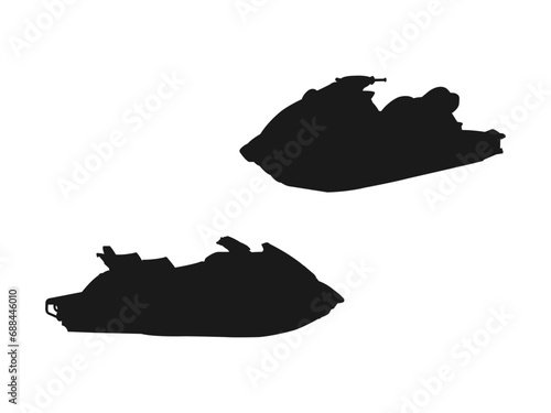 jet ski silhouettes icon. Vector illustration of jet ski icon. isolated on clean background for your web mobile app logo design. Collection of silhouette illustrations of jet skiers. photo