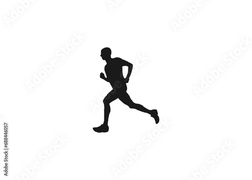 Fototapeta Naklejka Na Ścianę i Meble -  Running Man Silhouette, Jogging Training Person Vector Illustration.Running woman or female fitness runner flat vector icon for exercise apps and websites.vector icon set isolated on white background.