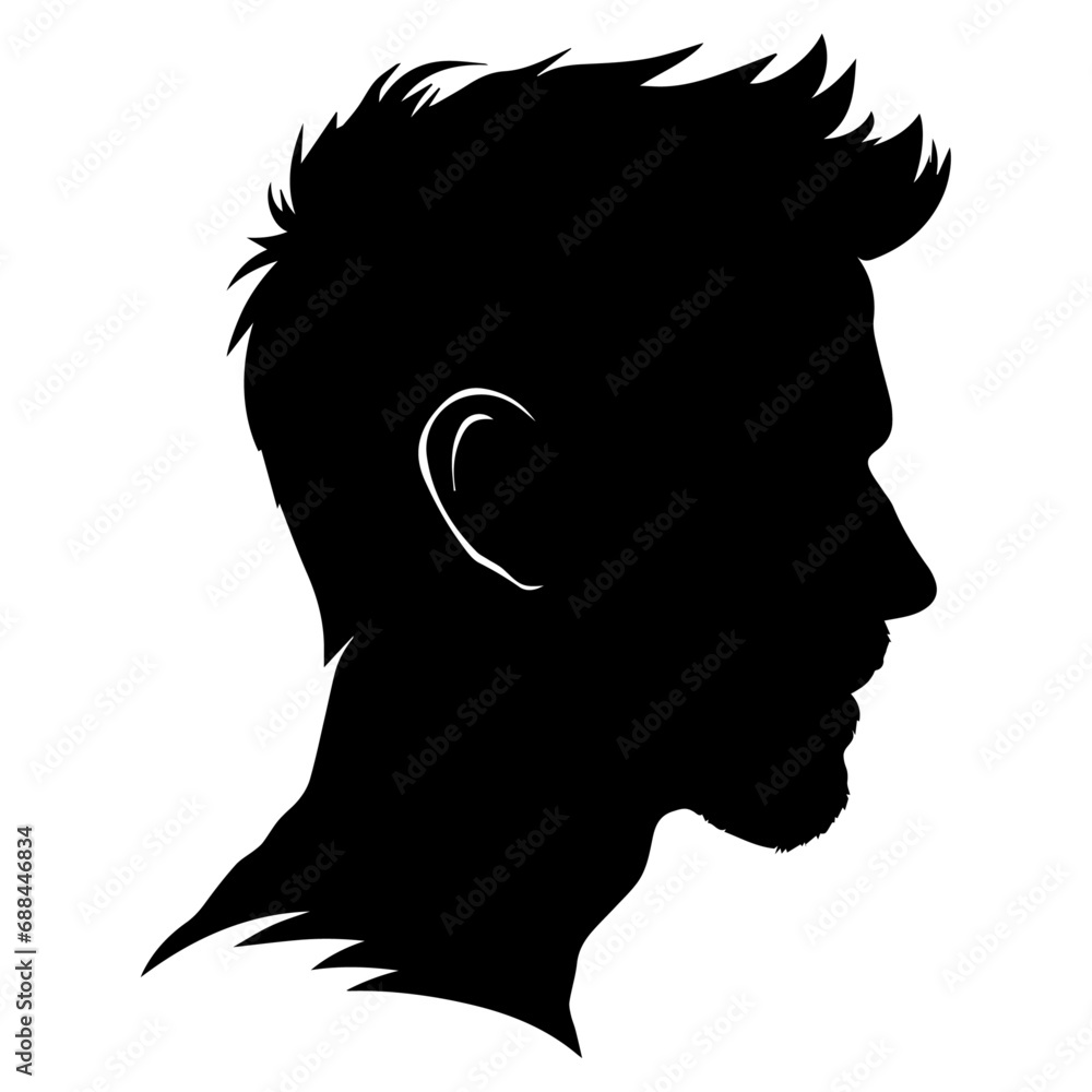 Man Profile vector silhouette, man profile silhouette black color illustration