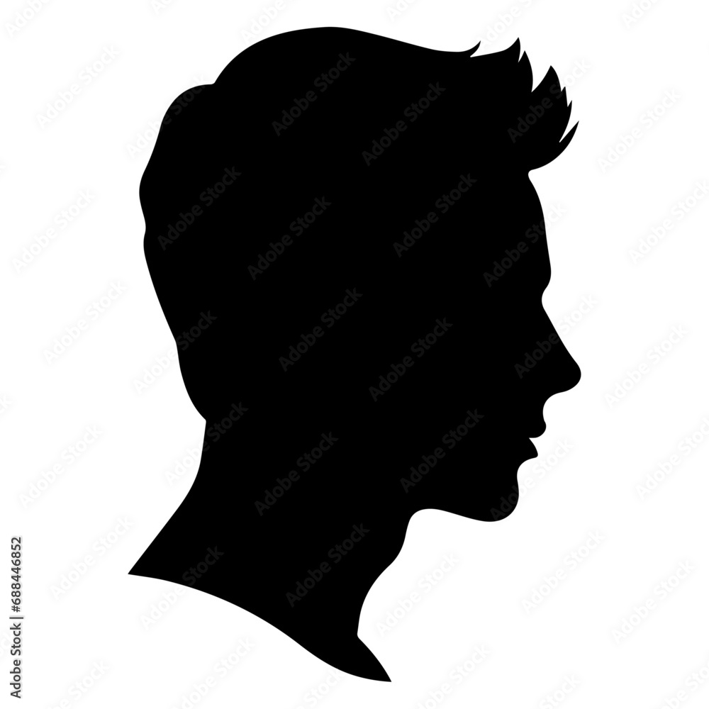 Man Profile vector silhouette, man profile silhouette black color illustration