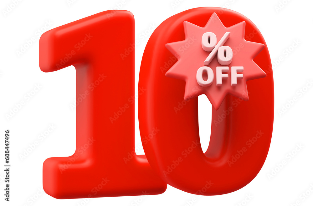 Special 10 percent off sale - 3d render red number with tag percent off Special 10 percent off sale - 3d render red number with tag percent off