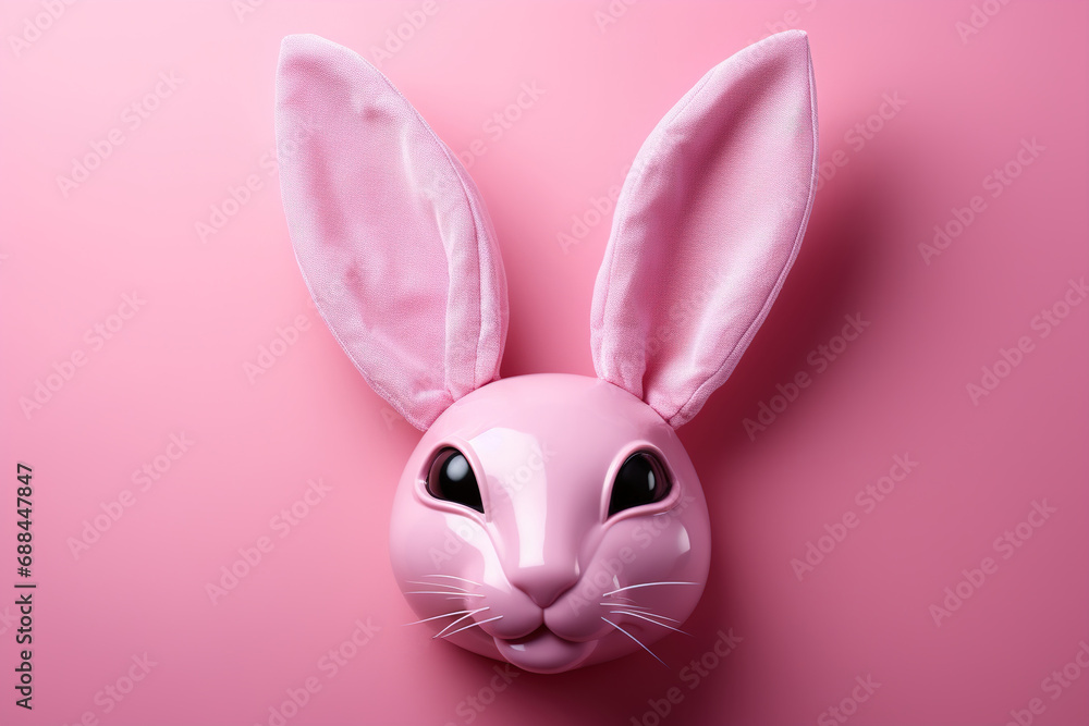 Fototapeta premium Pink hare mask with ears, costume decoration