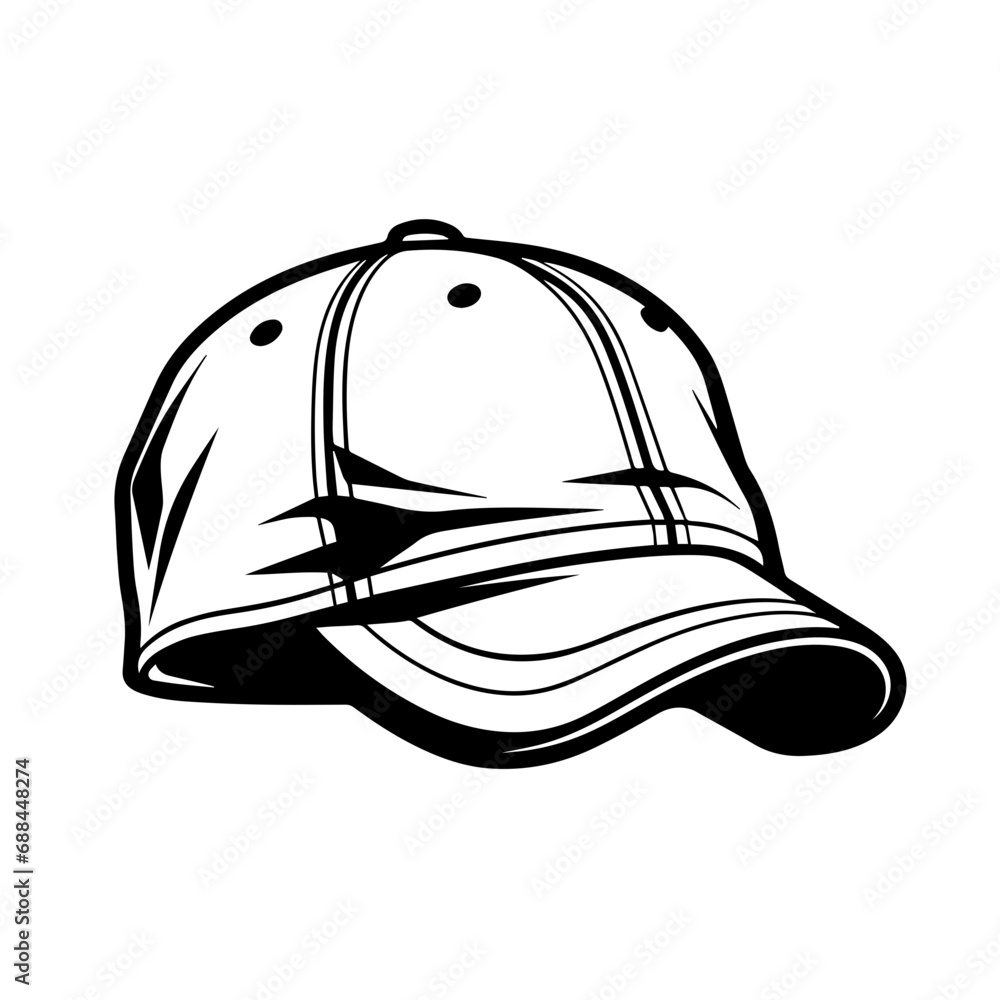 Cap Hat Logo Monochrome Design Style - obrazy, fototapety, plakaty 