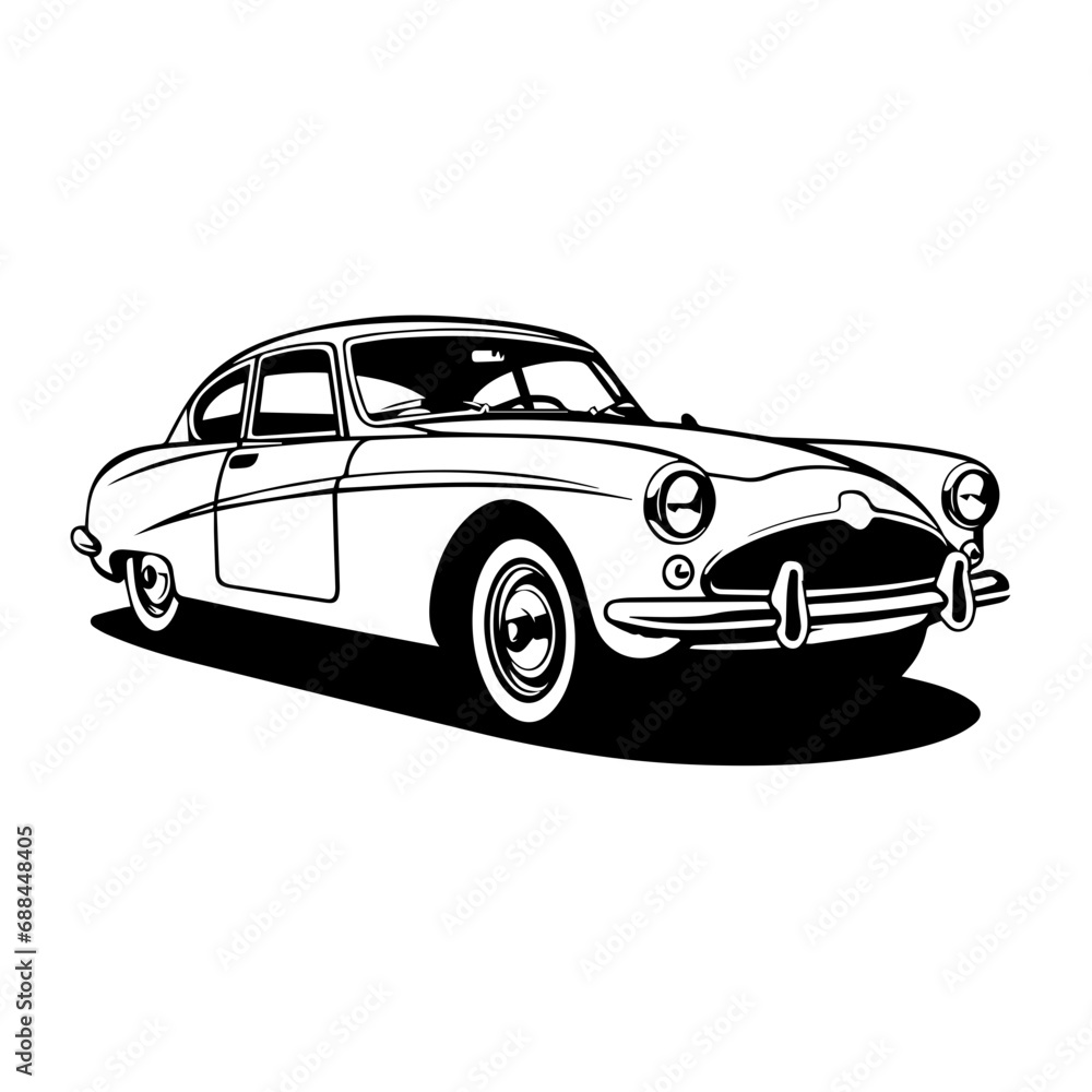 Classic Car Logo Monochrome Design Style