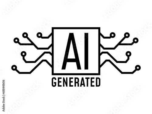 AI, Artificial intelligence icon. Artificial intelligence AI processor chip vector icon symbol for graphic design, logo, web site, social media. vector photo