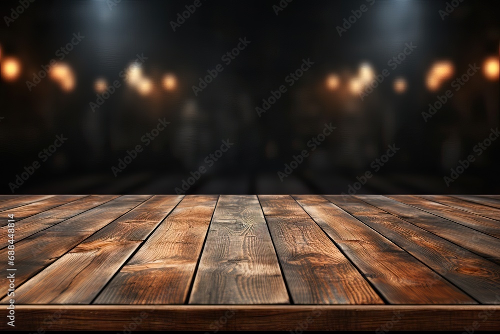background blurred dark table Wooden wood black advertise board brown chic concept copy design desk dirty display empty exhibit finite floor grunge interior kitchen light - obrazy, fototapety, plakaty 