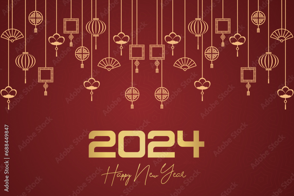 Chinese Lunar New Year festival 2024 celebration, Happy New Year background decorative elements. Chinese Lunar New Year festival 2024 celebration, Happy New Year background decorative elements.