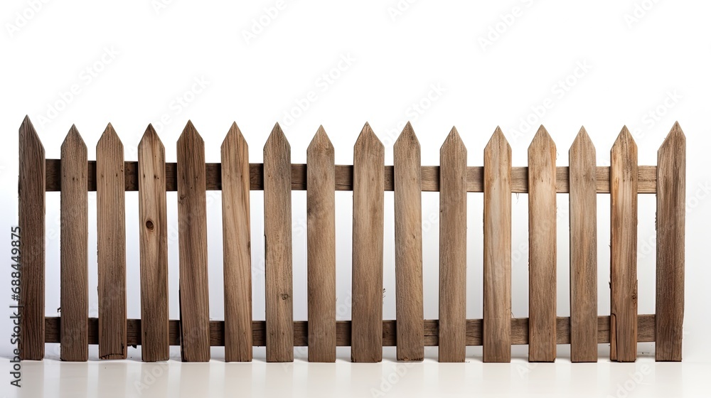 Old Wooden Fence White background front view Old Wooden Fence White background front view