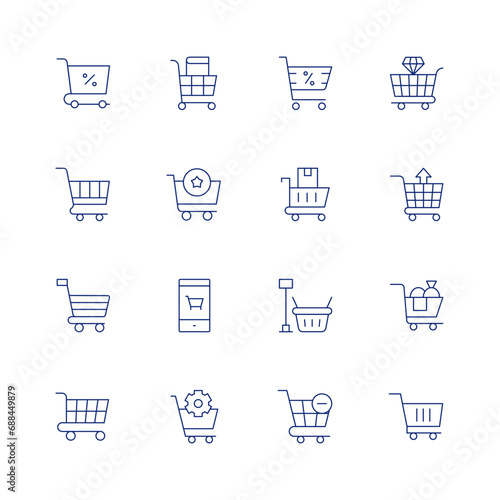 Shopping cart line icon set on transparent background with editable stroke. Containing book, favourite, online shopping, procurement, shopping trolley, shopping cart, cart.