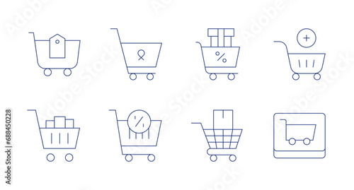 Shopping cart icons. Editable stroke. Containing purchase, sales, discount, ecommerce, add to cart, shopping cart.