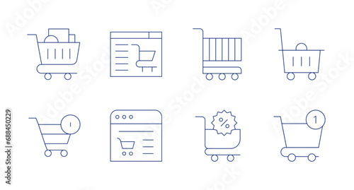 Shopping cart icons. Editable stroke. Containing online shop, online shopping, shopping cart, cart.