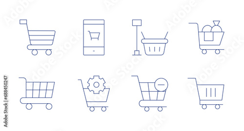 Shopping cart icons. Editable stroke. Containing online shopping, procurement, shopping cart, cart.
