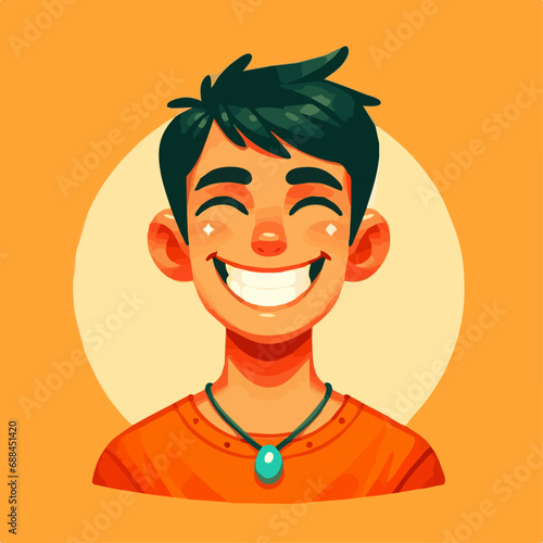 Illustrate a person with a big, joyful smile