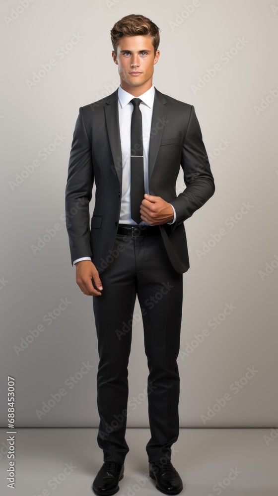 Photograph of a handsome young male model office worker or business man in a suit. Photograph of a handsome young male model office worker or business man in a suit.