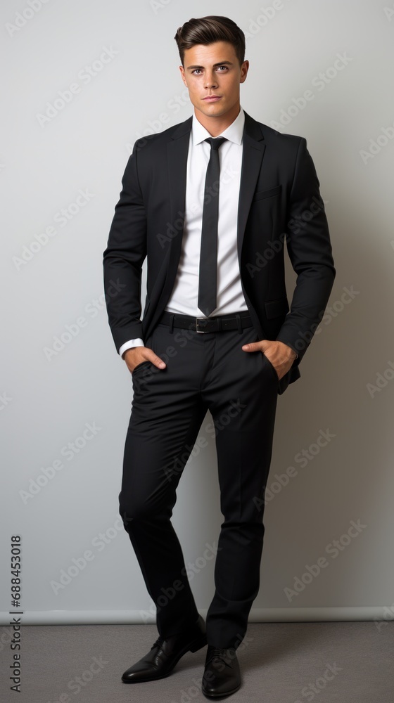 Photograph of a handsome young male model office worker or business man in a suit. Photograph of a handsome young male model office worker or business man in a suit.