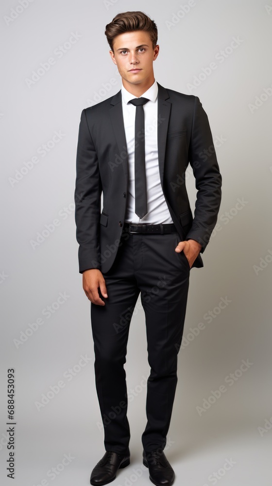 Photograph of a handsome young male model office worker or business man in a suit. Photograph of a handsome young male model office worker or business man in a suit.