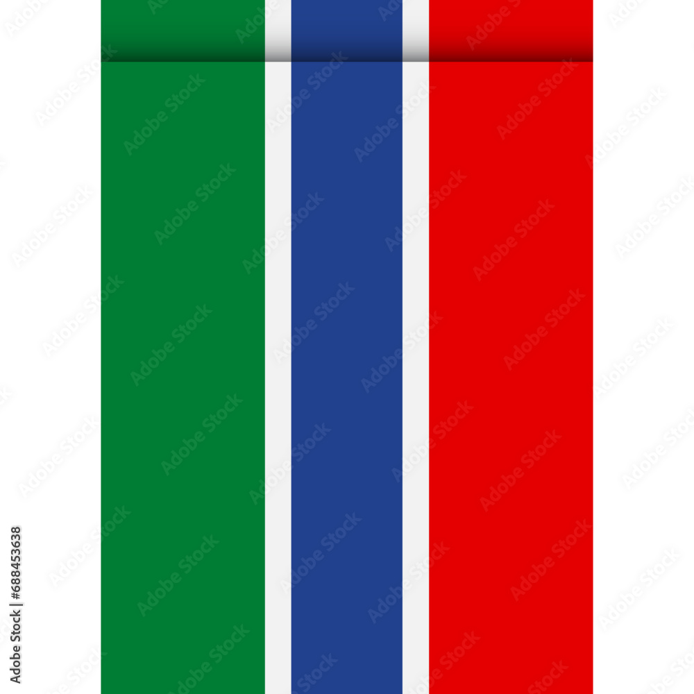 Gambia flag or pennant isolated on white background. Pennant flag icon.