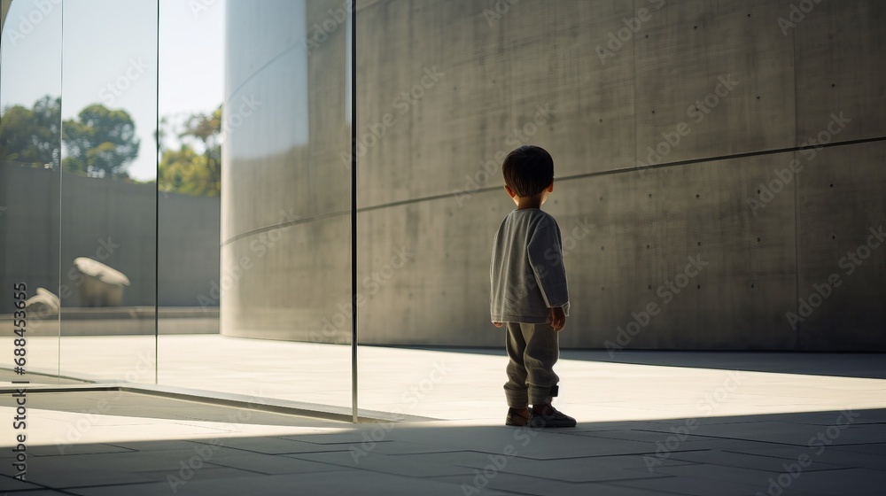 Fototapeta premium Little Boy Admiring His Reflection