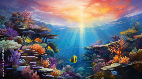 A colorful coral reef with many different types © Natia