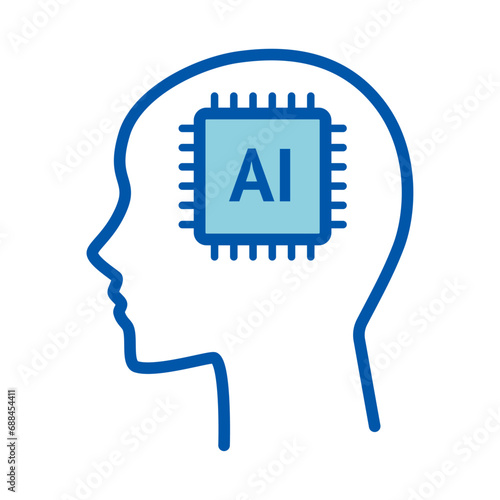 思考するAI (Artificial Intelligence) の横顔イメージイラスト