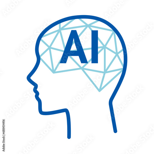 思考するAI (Artificial Intelligence) の横顔イメージイラスト
