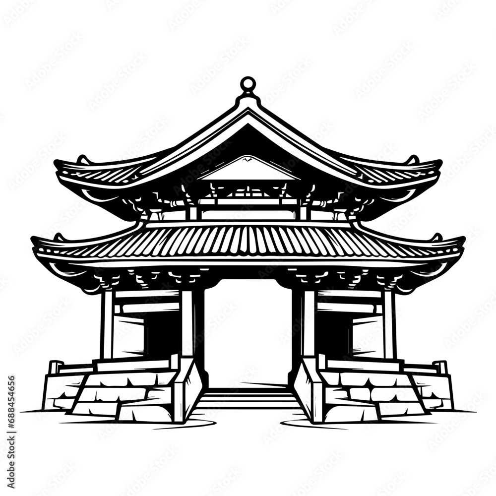 Korean Main Gate Logo Monochrome Design Style